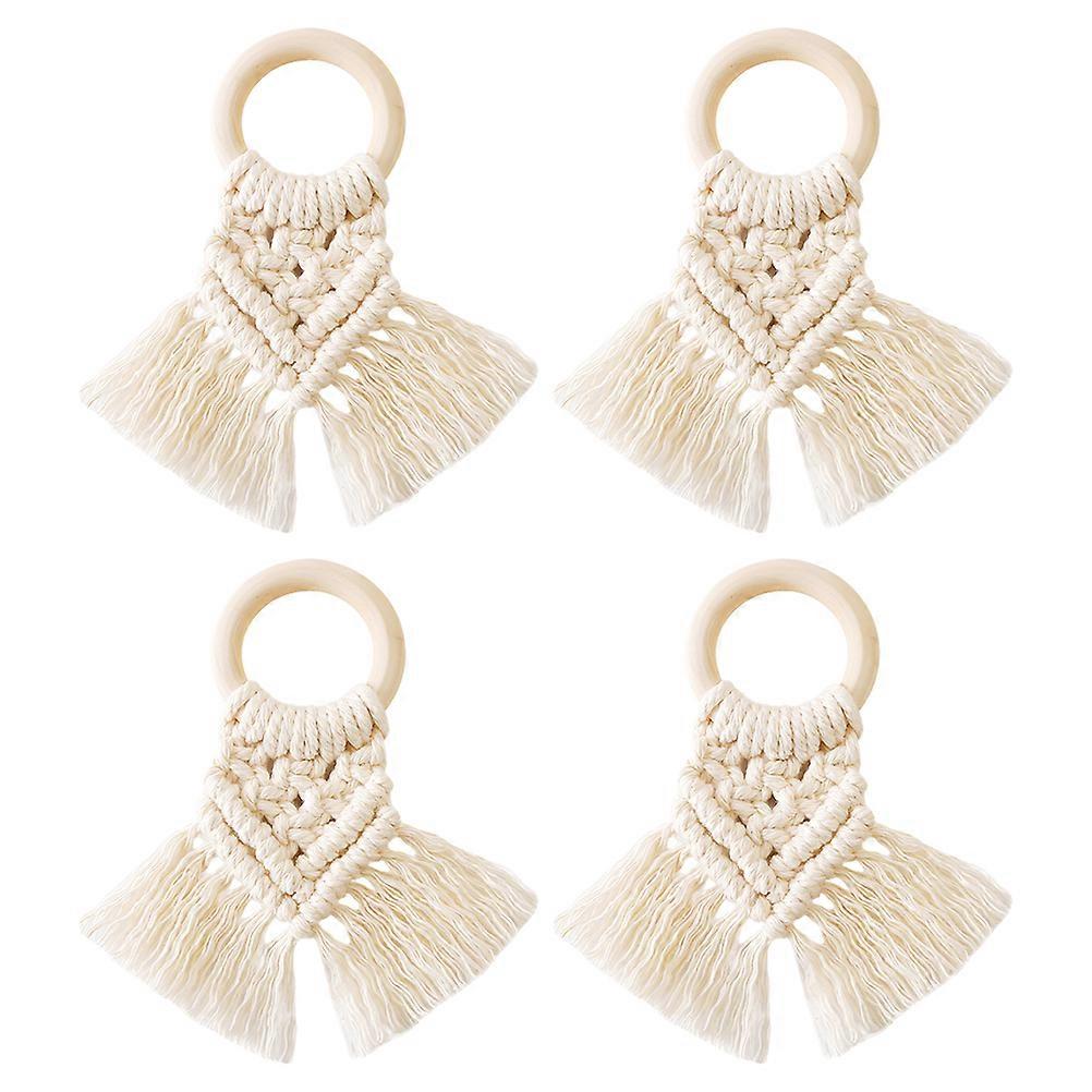 Rustic Farmhouse Napkin Ring White Users Wedding 4Pcs 4.7X2.8X0.2In