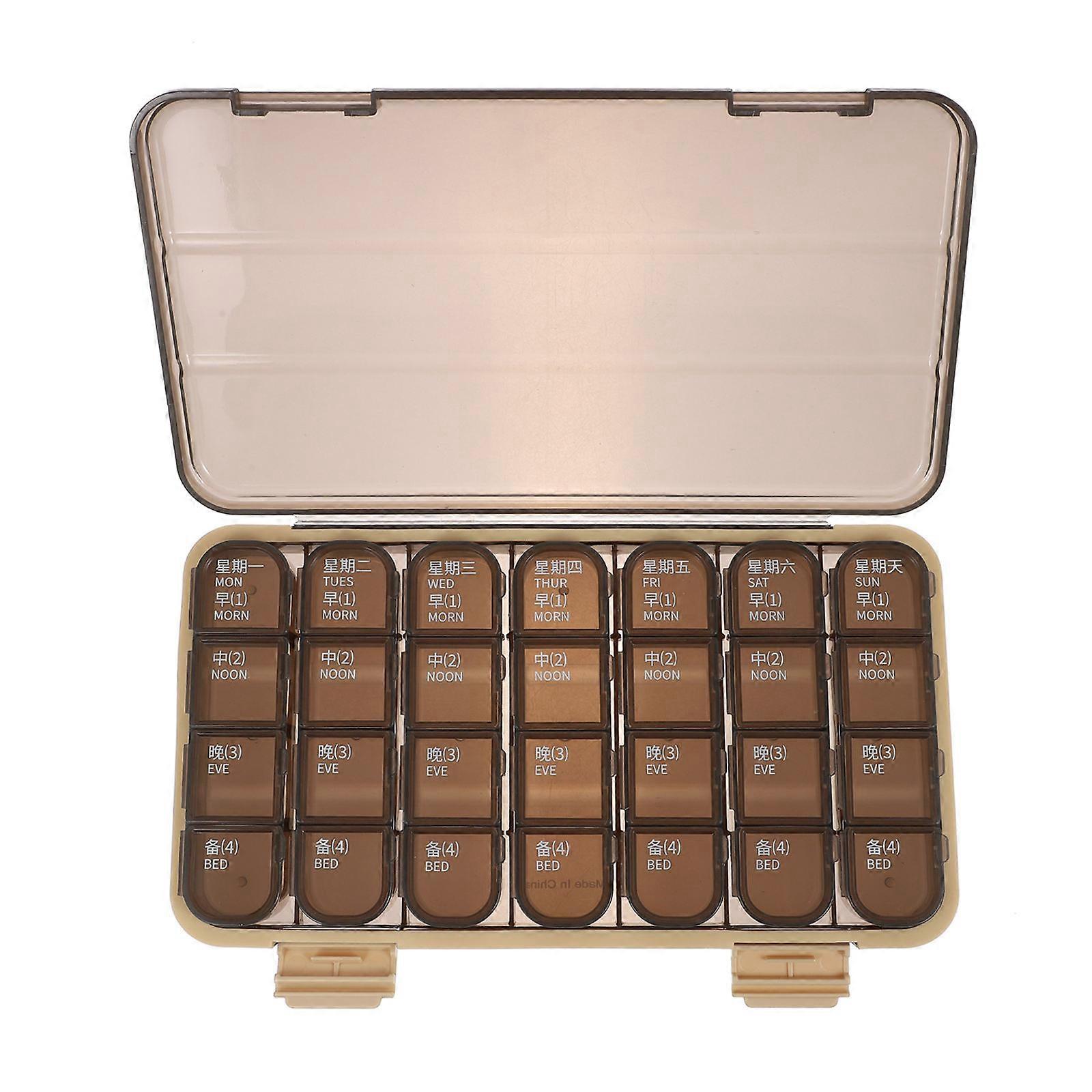 Small Pill Holders Daily Pill Organizer Portable Medicine Storage Container 23x13x3CM Weekly Dose Arrangement 1Pack