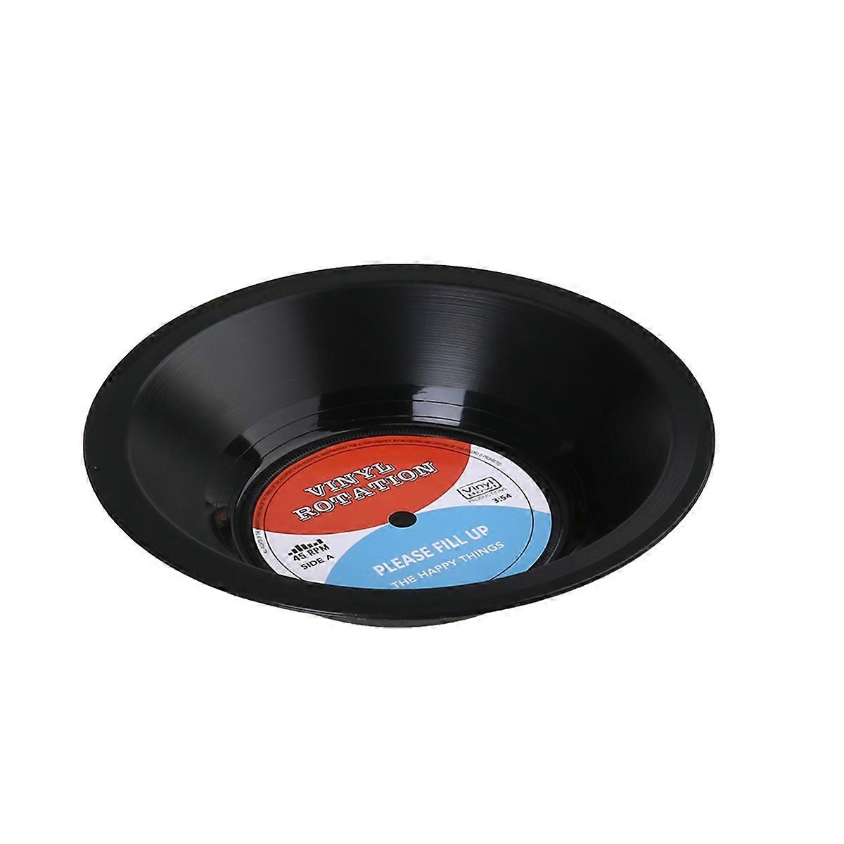 Retro Vinyl Record Bowl Home Decor Fruit Storage Black 1Pack