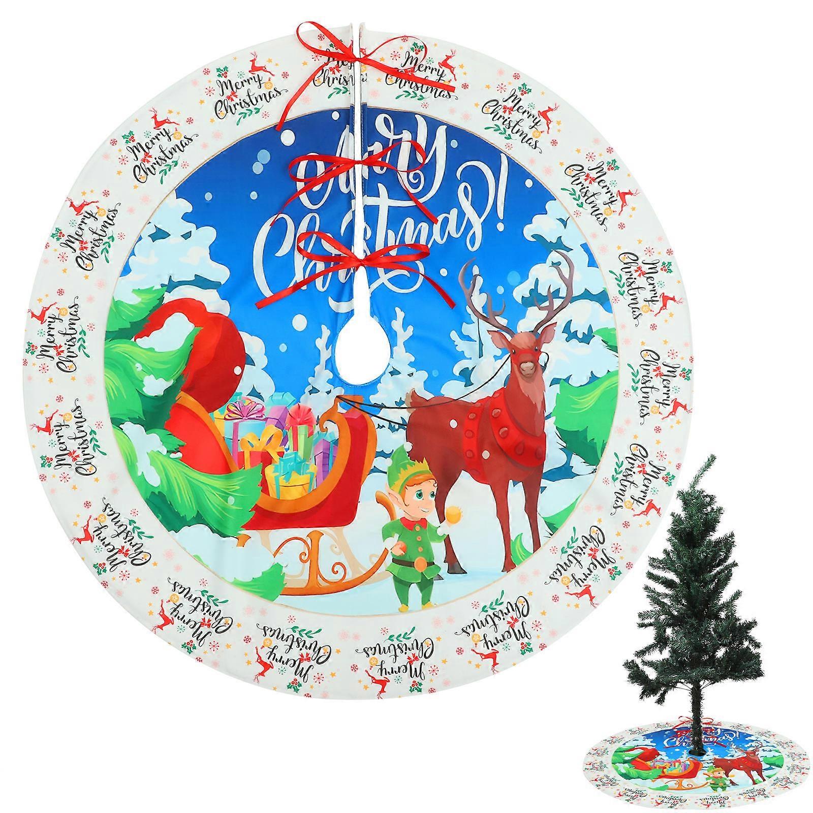 Washable Tree Skirt Round Shape Christmas Tree Skirt For Christmas Celebration With Tree Decoration Function 1Set