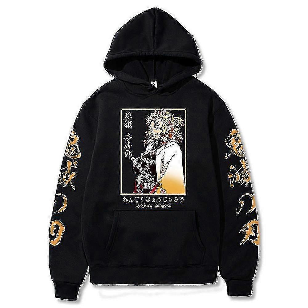 هوديي Anime Demon Slayer - كيوجورو رينغوكو سويت شيرت - ملابس فضفاضة Y2k - سترة شتوية أناقة الشارع - كنزة صوفية كاجوال كبيرة الحجم 0619