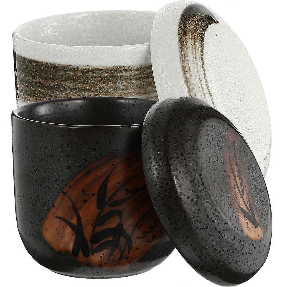 Japanese Style Ceramic Soup Bowl Set of 2 Versatile Steamed Egg Cup Dessert Serving Pot Lightweight Heat Resistant for Soups Salads Desserts
