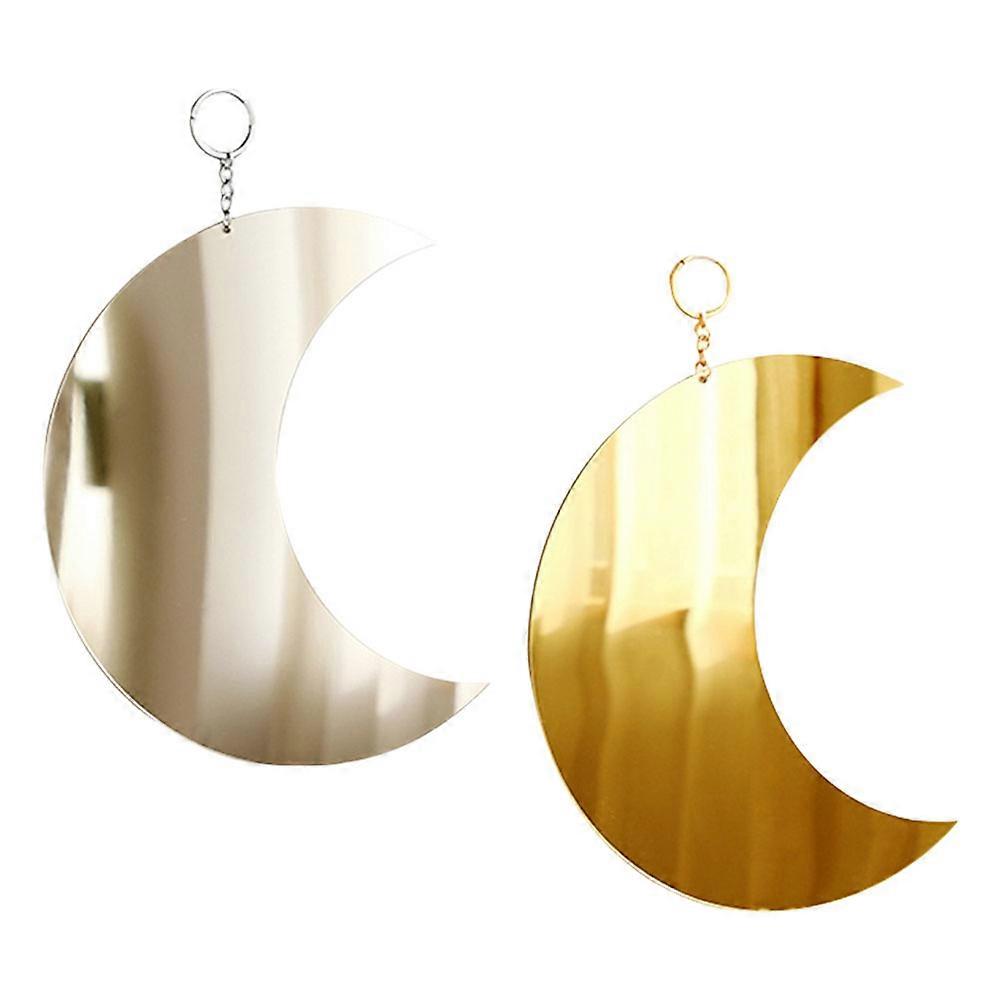 Decorative Mirrors Moon Mirror Wall Hanging 30x18cm Without Distortion 2Pcs