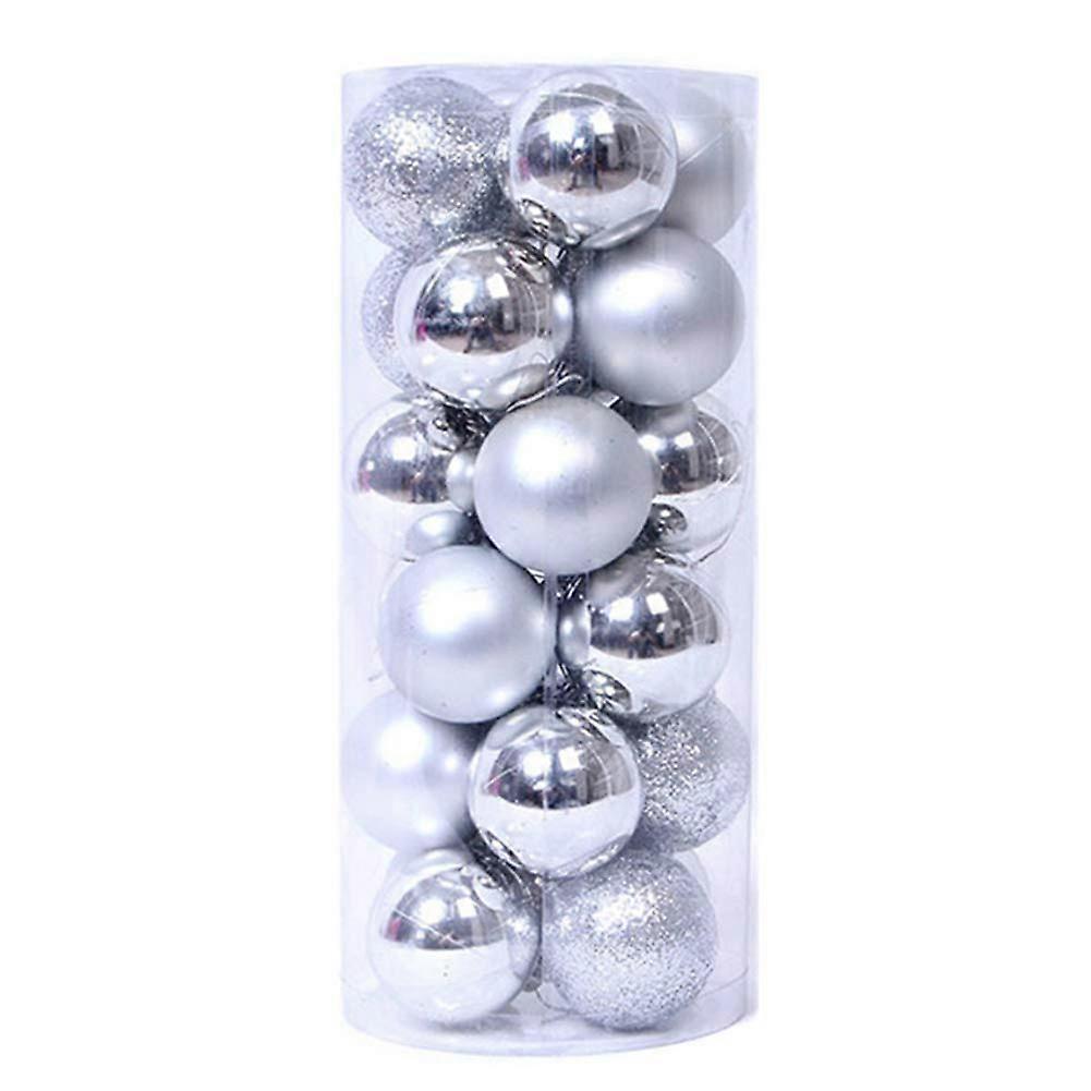 Plastic Christmas Baubles 24 Pack 40mm Silver Ref 4503