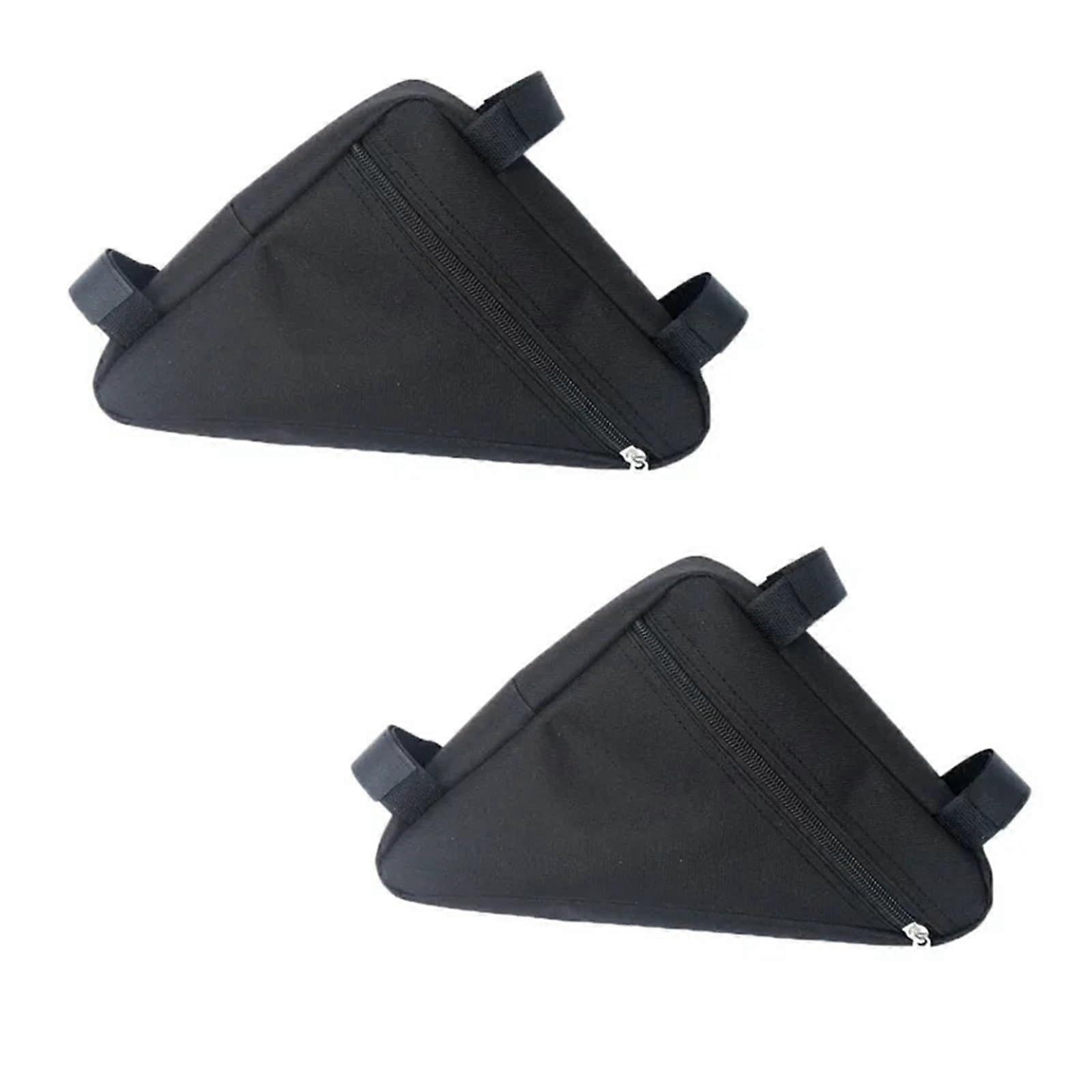 Bicycle Bag Front Wheel Frame Handlebar Bicycle Bags Triangle Bag Frame Holder Bicycle Accessories Black 2 Pieces.