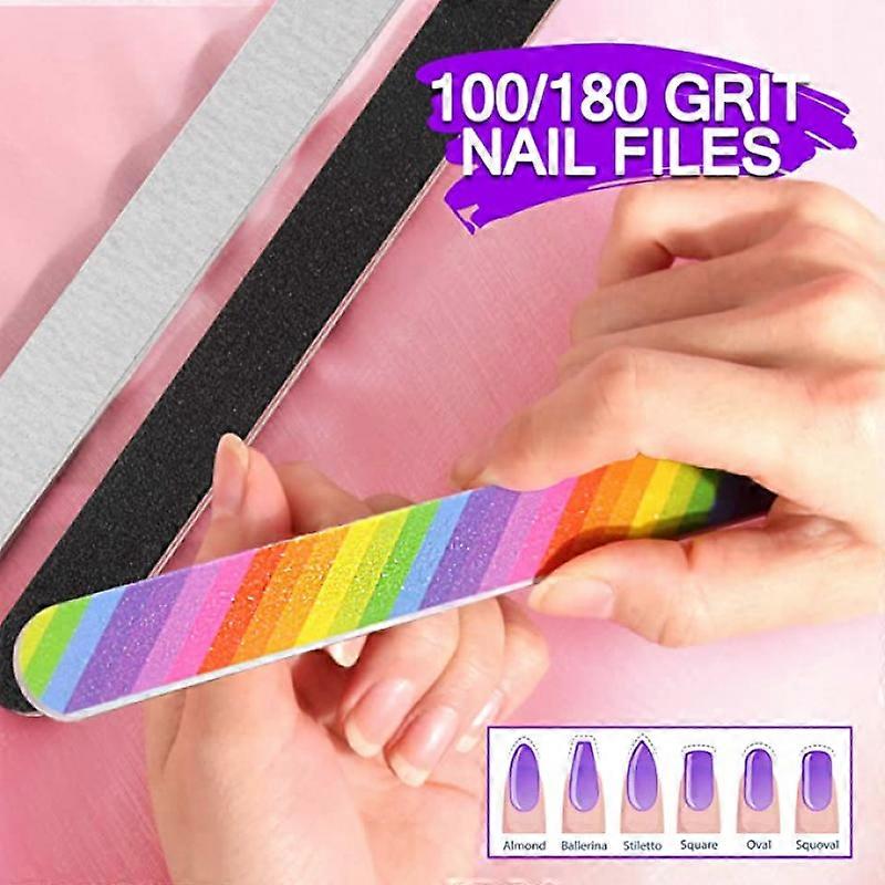 Manicure Set with Nail File 3pcs Double Sided Nail File Rectangular Nail Buffer 4-Step Polishing Block