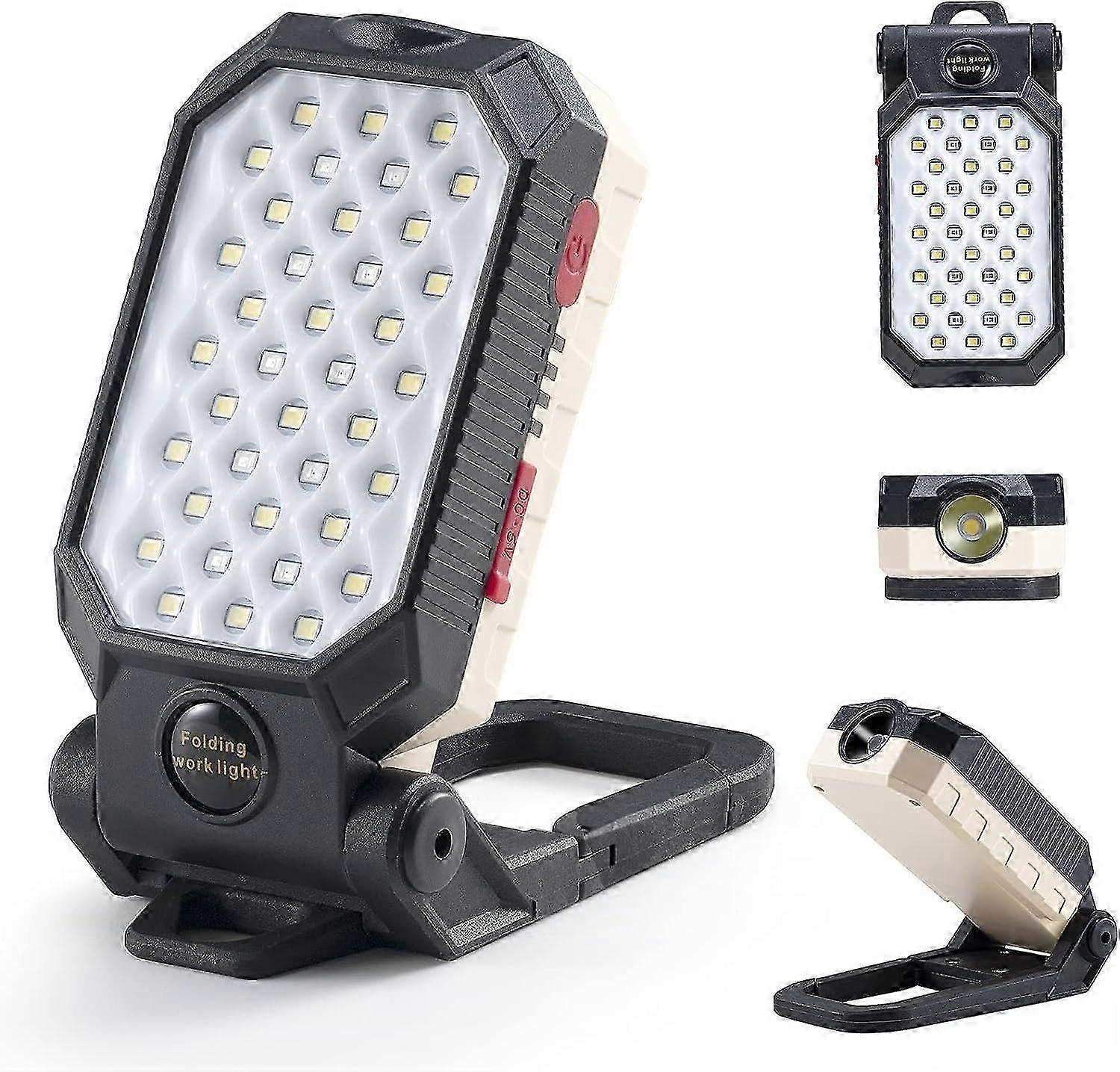 Rechargeable 1000 Lumens LED Work Light - Adjustable Stand Magnetic Flashlight