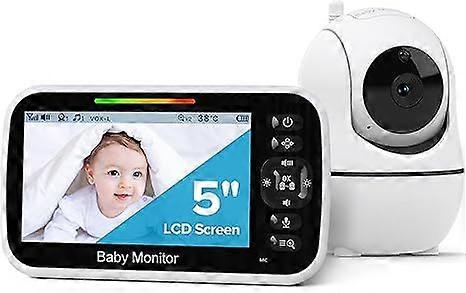 Baby Monitor with Camera and Audio - No WiFi, Remote Pan-Tilt-Zoom, Night Vision, Temperature Sensor, 2-Way Talk, 8 Lullabies, 30-Hour Battery Life, 9