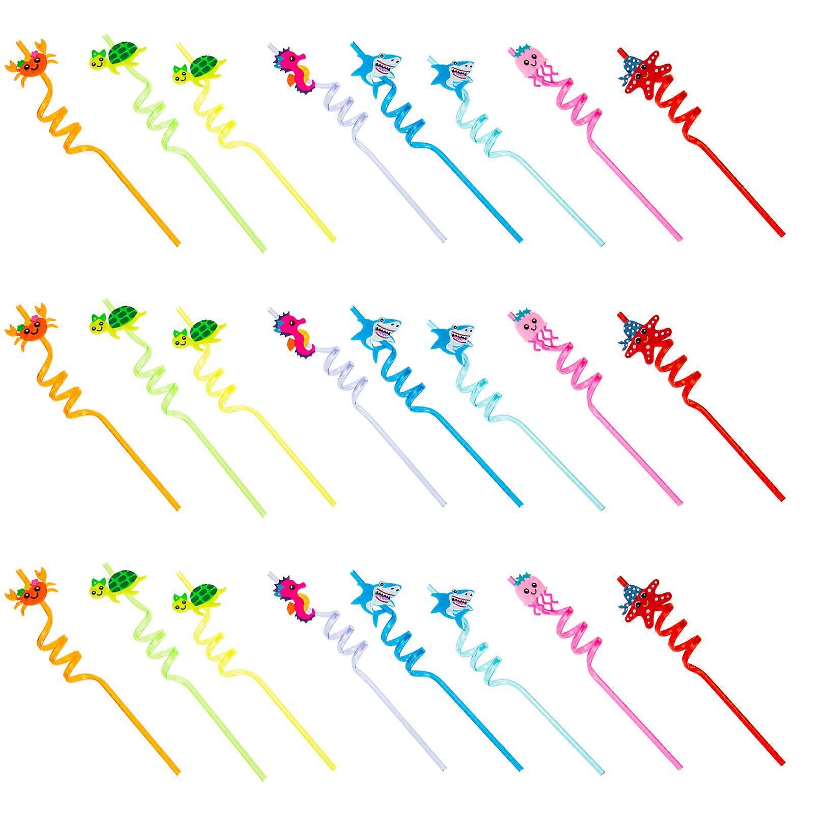 Colorful Beverage Straws Drinking Straws Curved Prevent Falling Assorted Color 26.5x4.5cm 24Pcs
