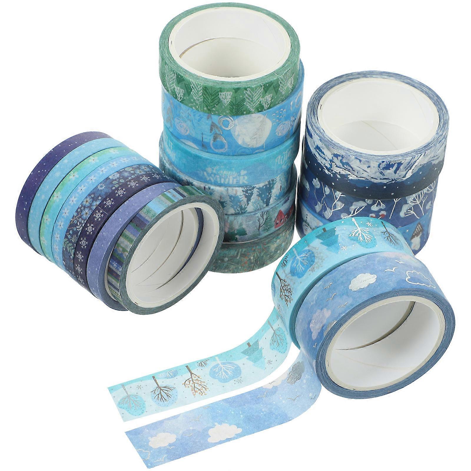 Christmas Washi Tape Stickers Diy Activities Blue 500.00X1.00X0.10CM 19 Rolls