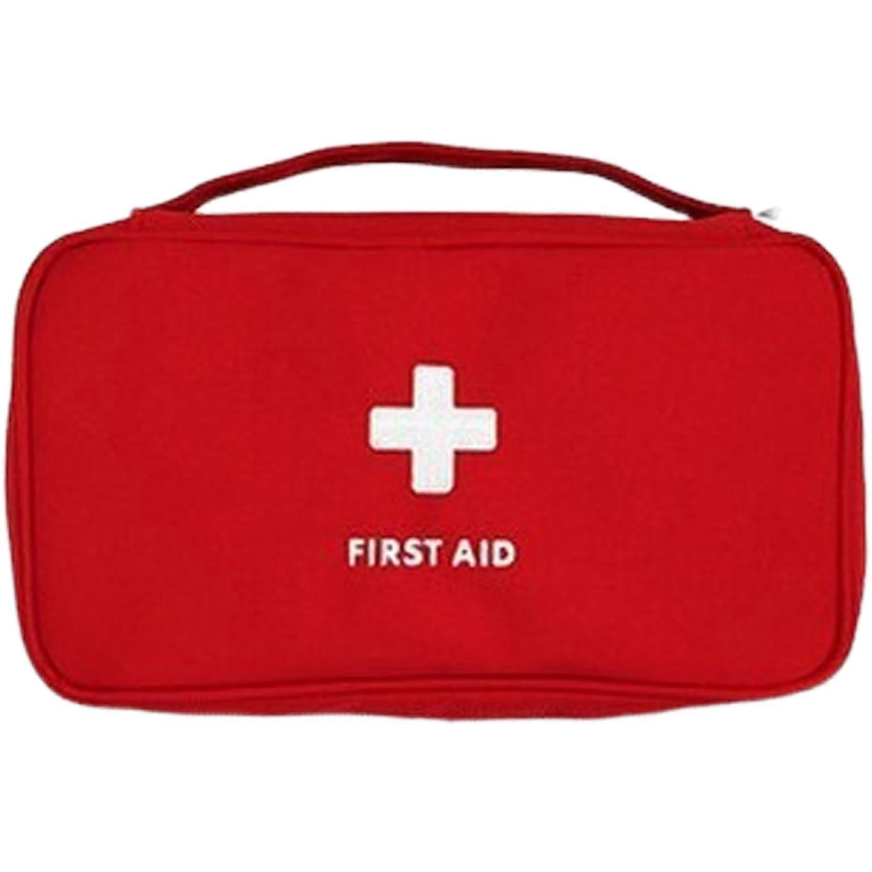 First Aid Bag, 9 x 5 x 3 Empty Small Medical Bag with Handle, Waterproof 600D Oxford Fabric, First Aid Bag for Camping, Hiking Travel, Red, red