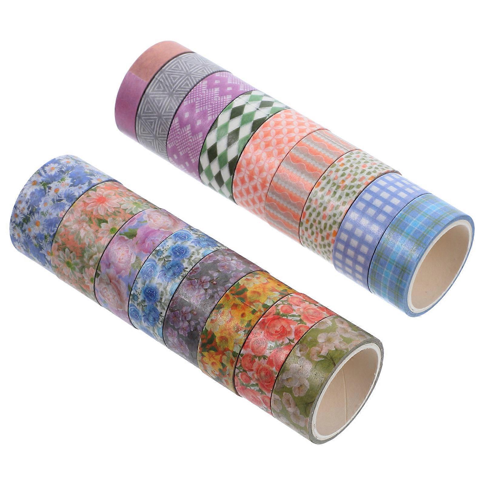 Paper Tapes Delicate Flower Pattern Art Projects Assorted Color 300x2x0.1cm Reusable 17 Rolls