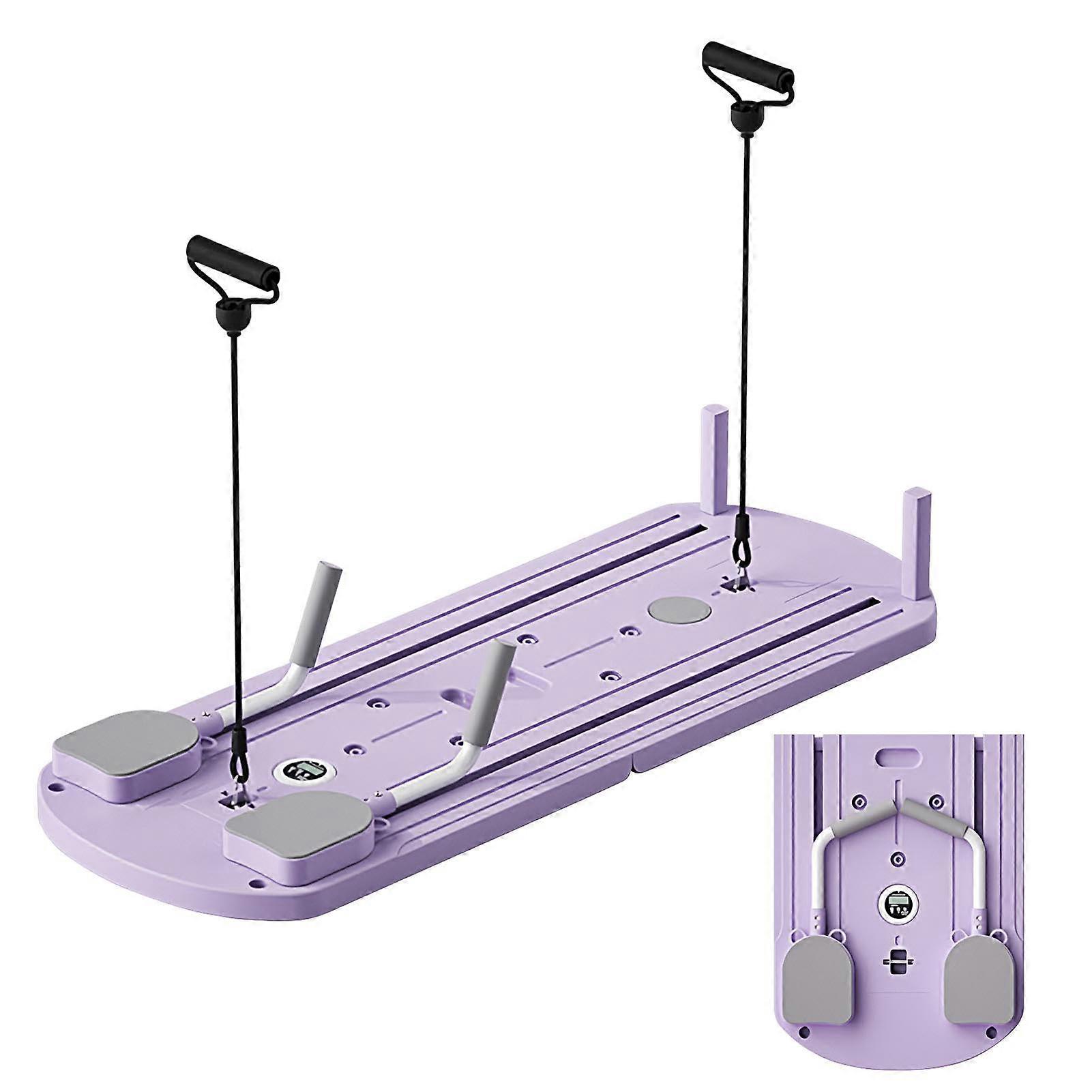 Pilates Reformer Set Foldable Reformer with LED Counter Purple