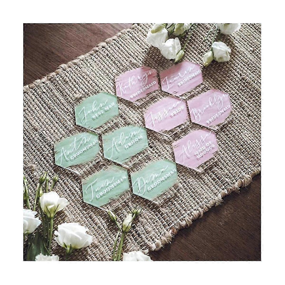 50Pcs Clear Acrylic Table Place Card with Base for Wedding Guest Name Tags
