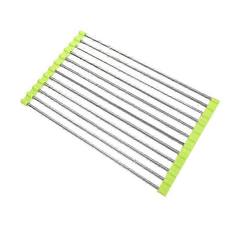 Foldable Dish Drying Rack Stainless Steel Over The Sink Roll-Up Dish Draining Rack