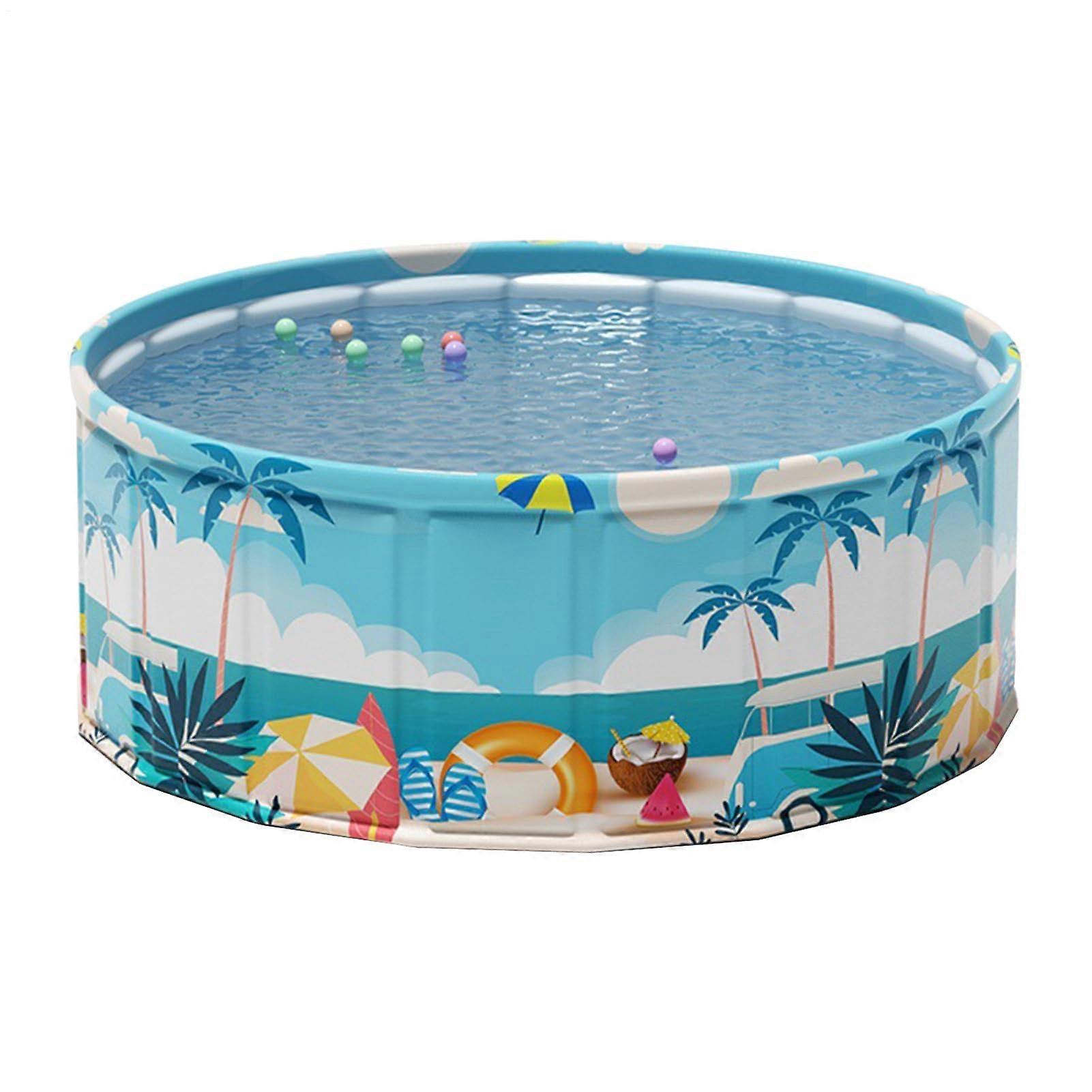 Foldable Children's Swimming Pool Large Wading Pool for Kids and Pets 120x45cm