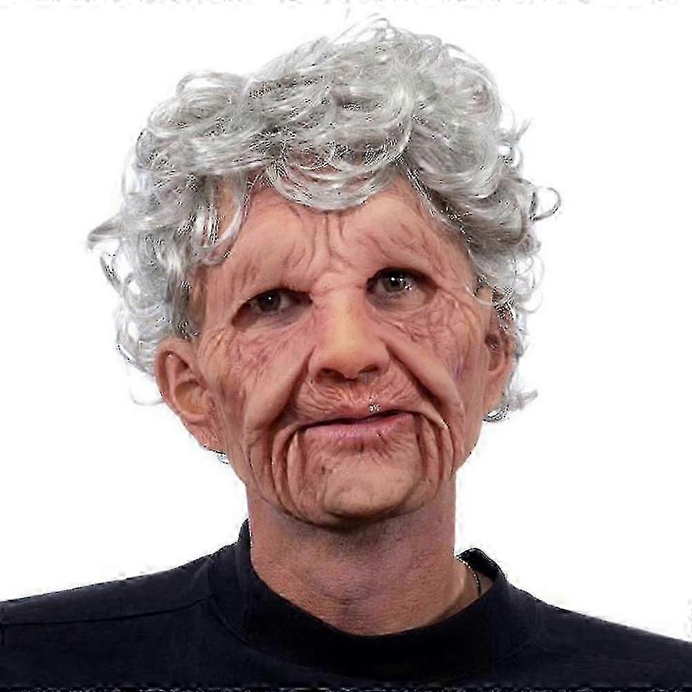 Old Man Mask Men's Women Super Soft Latex Mask Realistic Halloween Latex Human Wrinkle Face Mask Novelty Latex Full Head Mask(76%off)