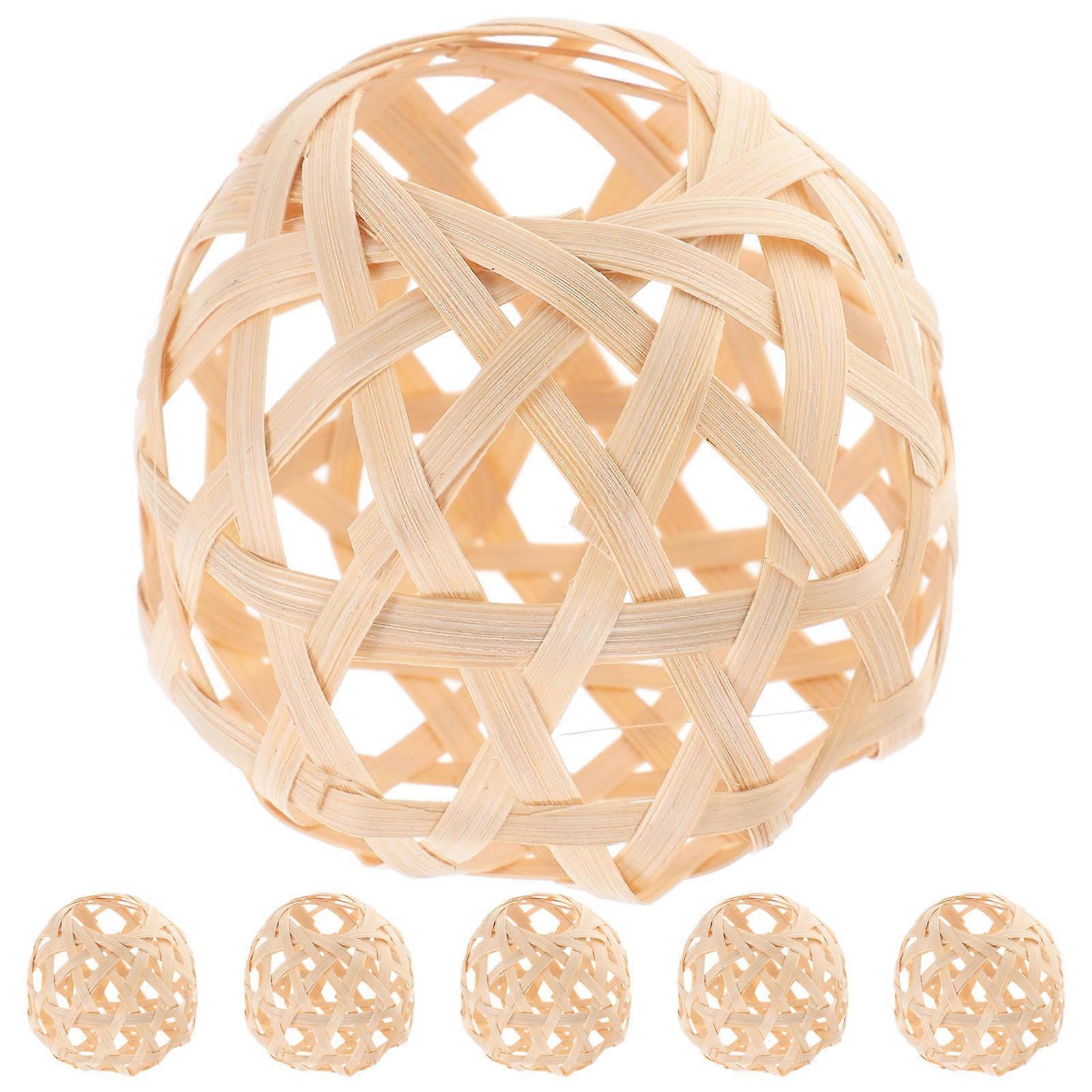 Bamboo Mini Woven Lantern Home Decor Indoor Use Beige 6Pcs