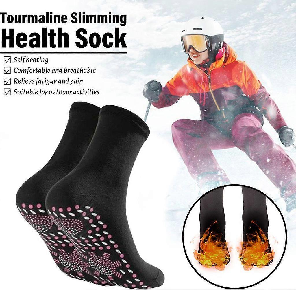 男女中管防滑止痛地袜1双，电气石自热按摩保暖袜