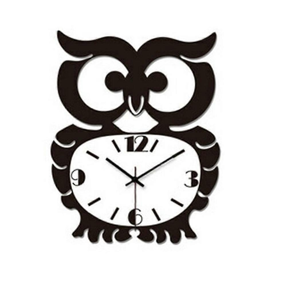 Unique Wall Clock Owl Shape Wall Clock for Office Workers Silent Operation Black Acrylic 30x25cm 1Pack