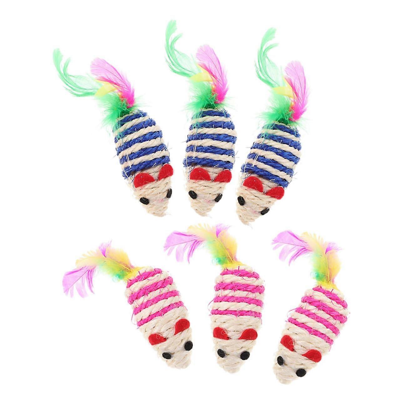 6 Pieces Sweet Cat Toys Kitten Catnip Mice Teething Toys for Kittens Fake Toy Cats Small Kitten Sisal Cat Toys