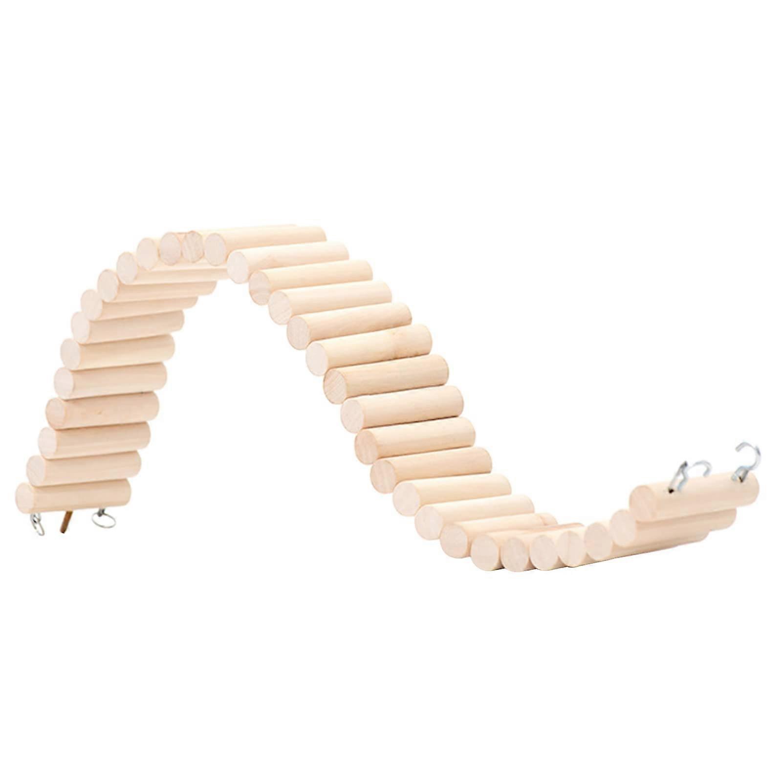 Wooden Parrot Bird Ladder Climbing Rope Toy for Hamsters - 2 Sizes, Large Round Boardwalk Bendable Steps, Habitat Training