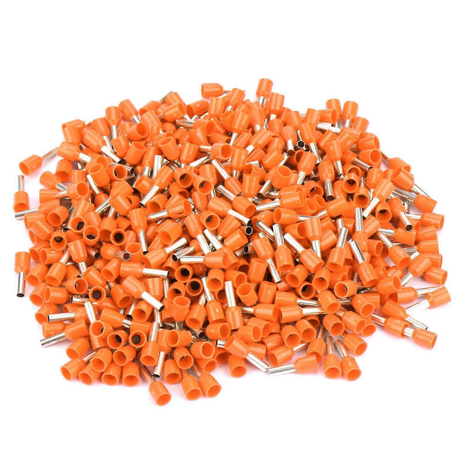 500pcs/set E2508 Cold Pressed Terminal Tubes Insulated Terminals Cable Connector(orange)