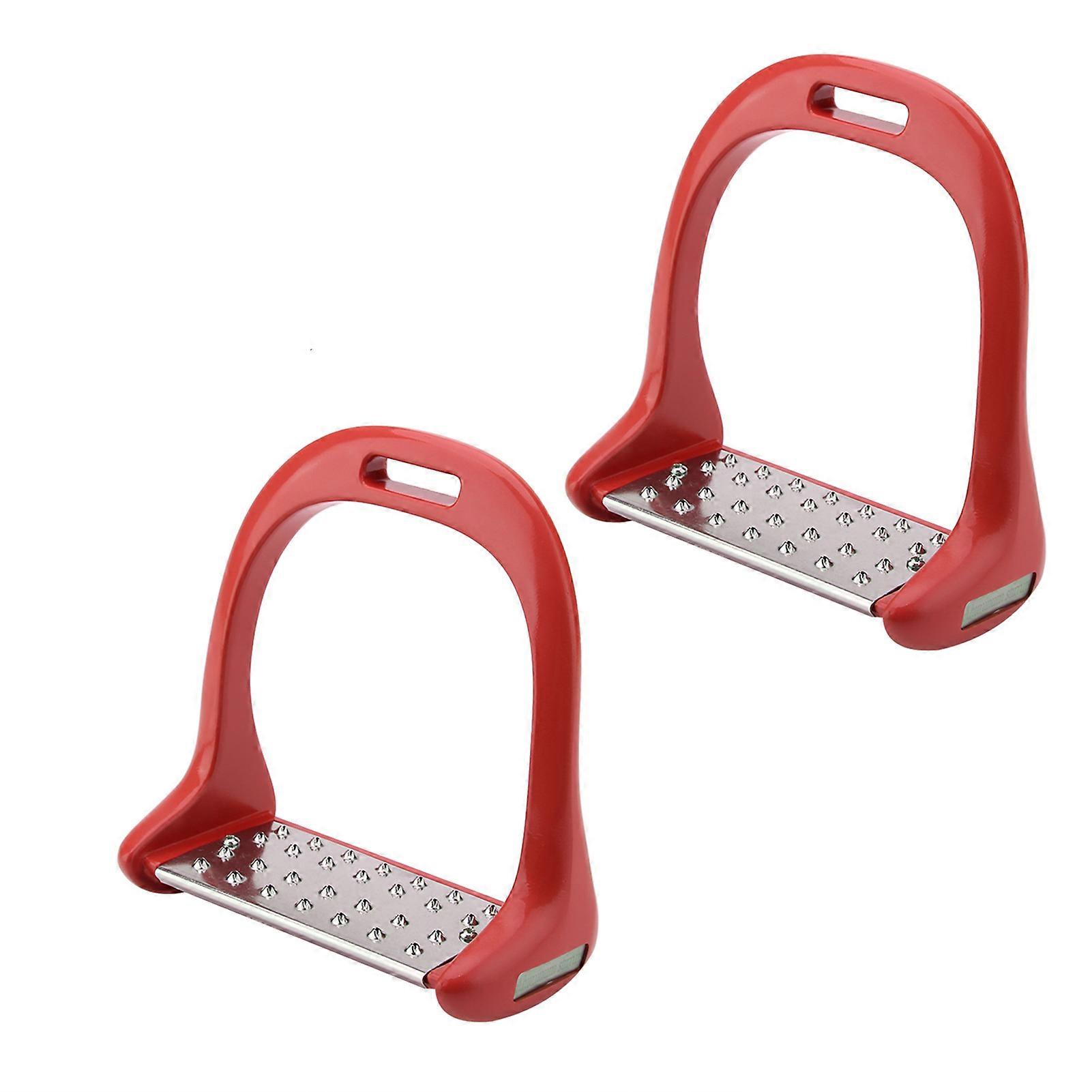 אוכף רכיבה על סוסים, רפידות נגד החלקה, עשויות נירוסטה ואלומיניום, עם צביעה אדומה.