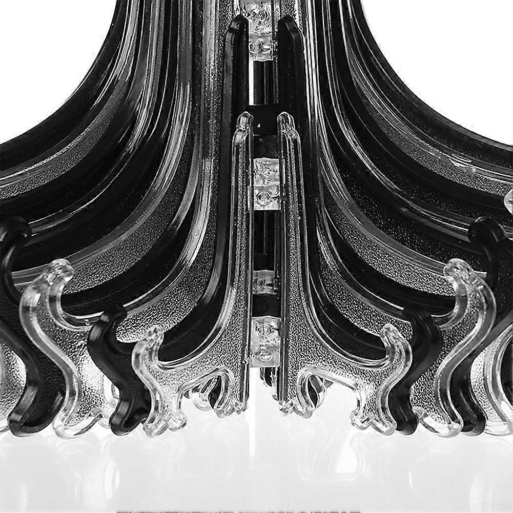 Display your tableware with these 10 transparent plastic easel stands (black).