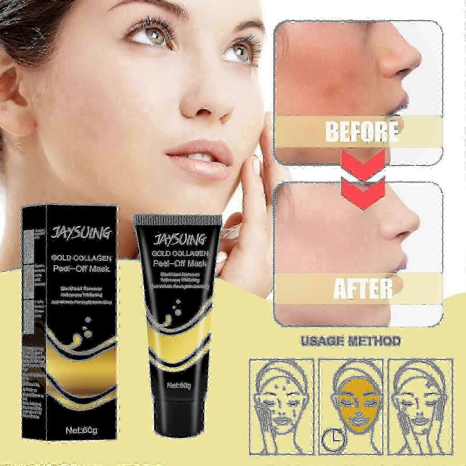 Jaysuing Gold Peel Off Mask Cream Apply Mask Oil Control Shrink Pores Remove Blackheads Hydrating Moisturizing Mask