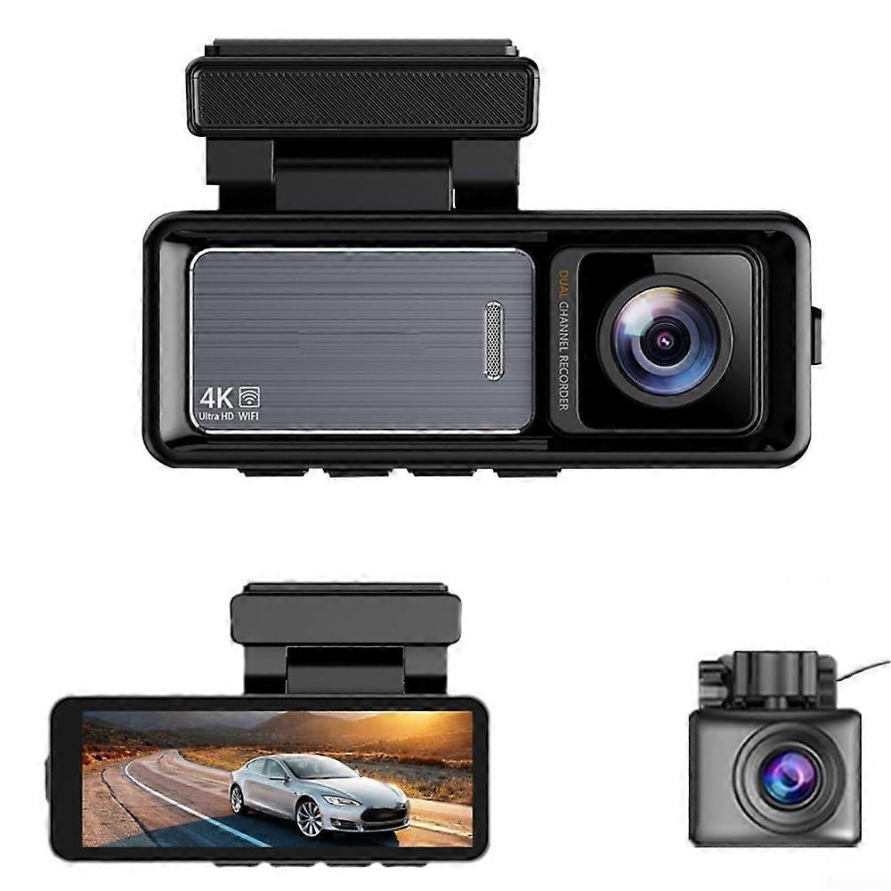 Compact car dashboard recorder with 4K resolution and 3 2inch IPS displays for an viewing experience.