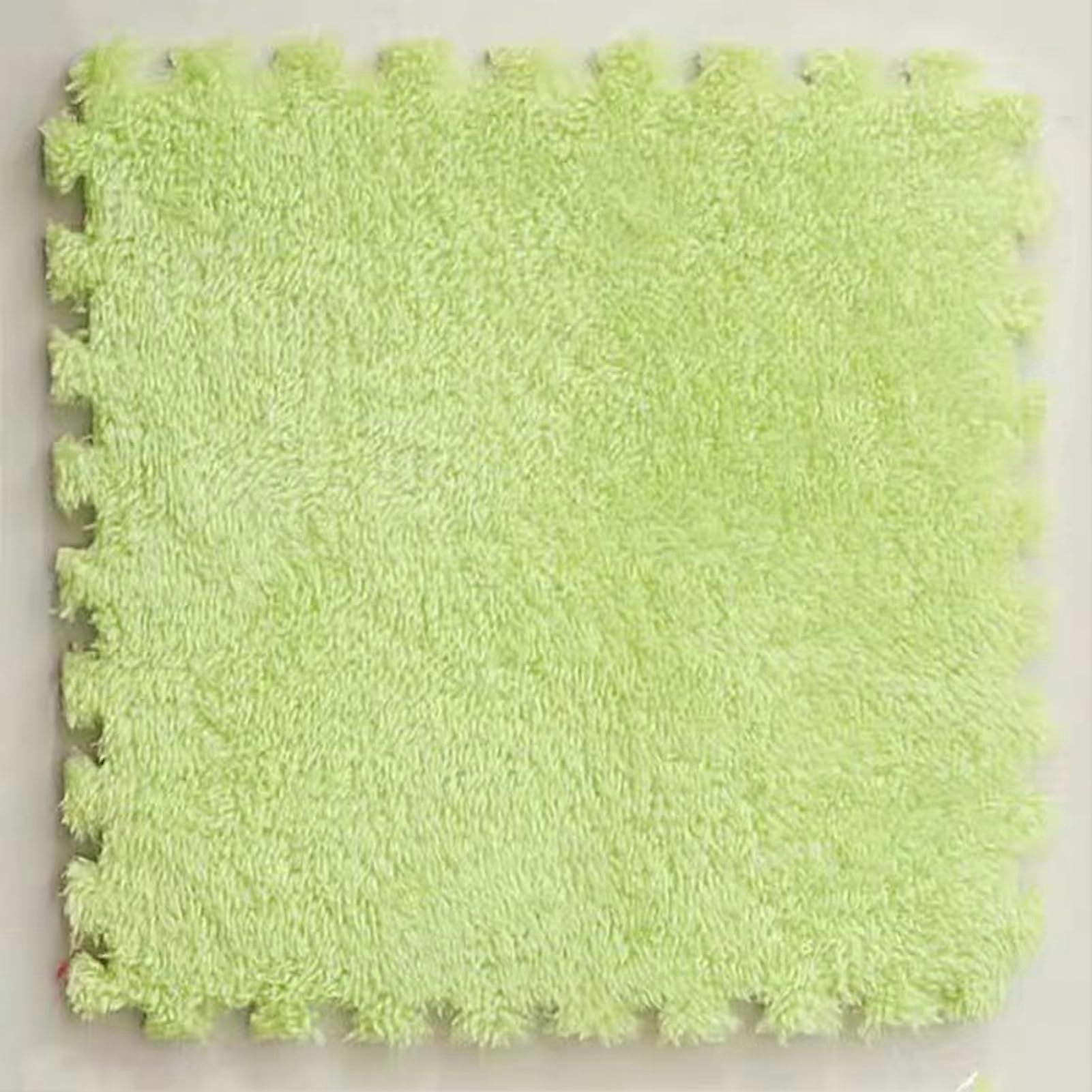 Plush Interlocking Foam Doormats Pack of 24, Soft 30.5 x 30.5 cm Square Tiles, Green Home Floor Mats