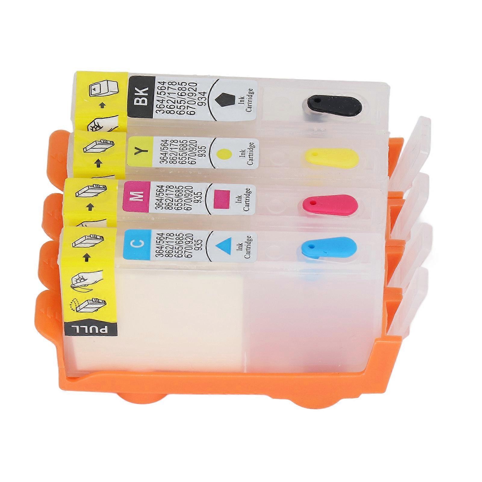 4PCS Ink Cartridge Permanent Chip Smooth Output Large Capacity 4 Colors Replacement for Printer for HP 670 