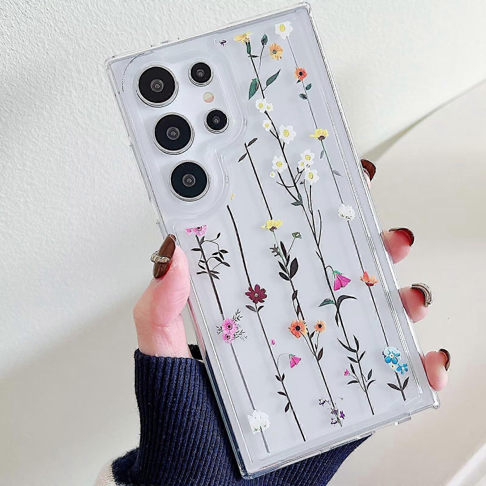 Miagon Flower Series Galaxy A04S Case, Transparent Thin TPU Protective Cover with Daisy Design, Flexible Motif Case
