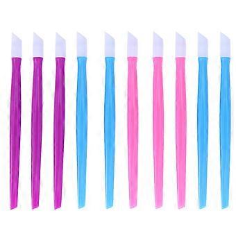 10pcs Nail Cuticle Pusher Professional Dead Skin Remover Manicure Tool Tipped Plastic Handle Nail Art Tool (Random Color)