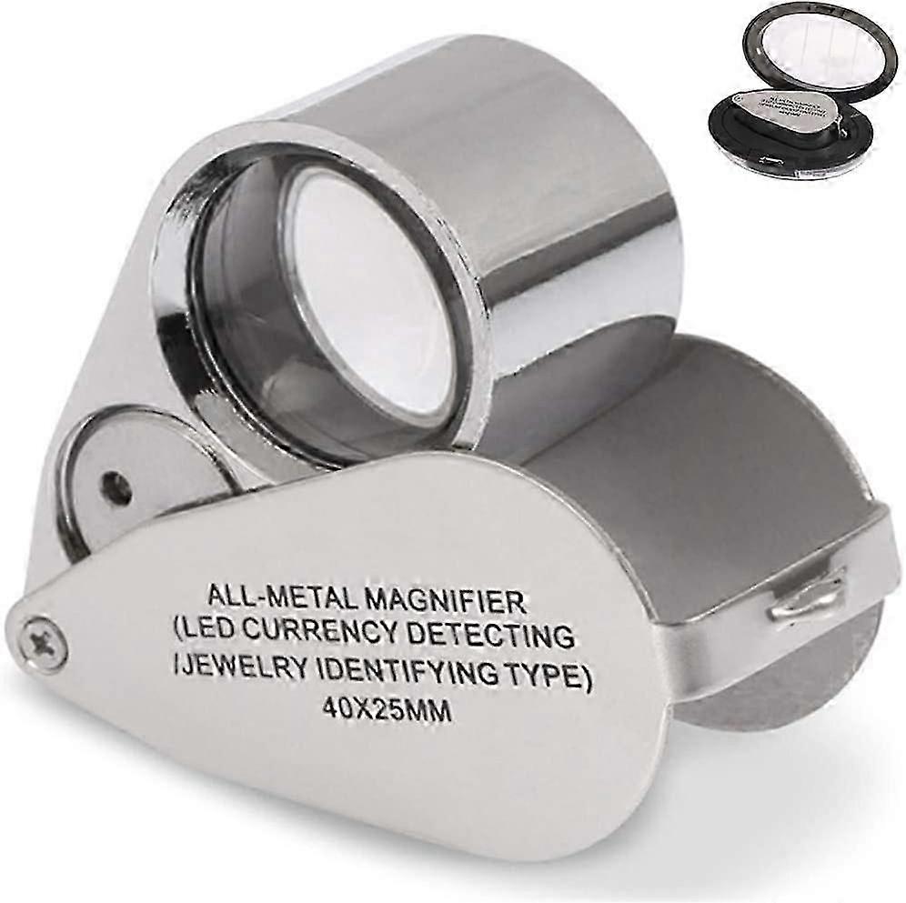 Metal foldable jeweler's loupe with LED light for detecting currencies and identifying the type of lupe [jkw]