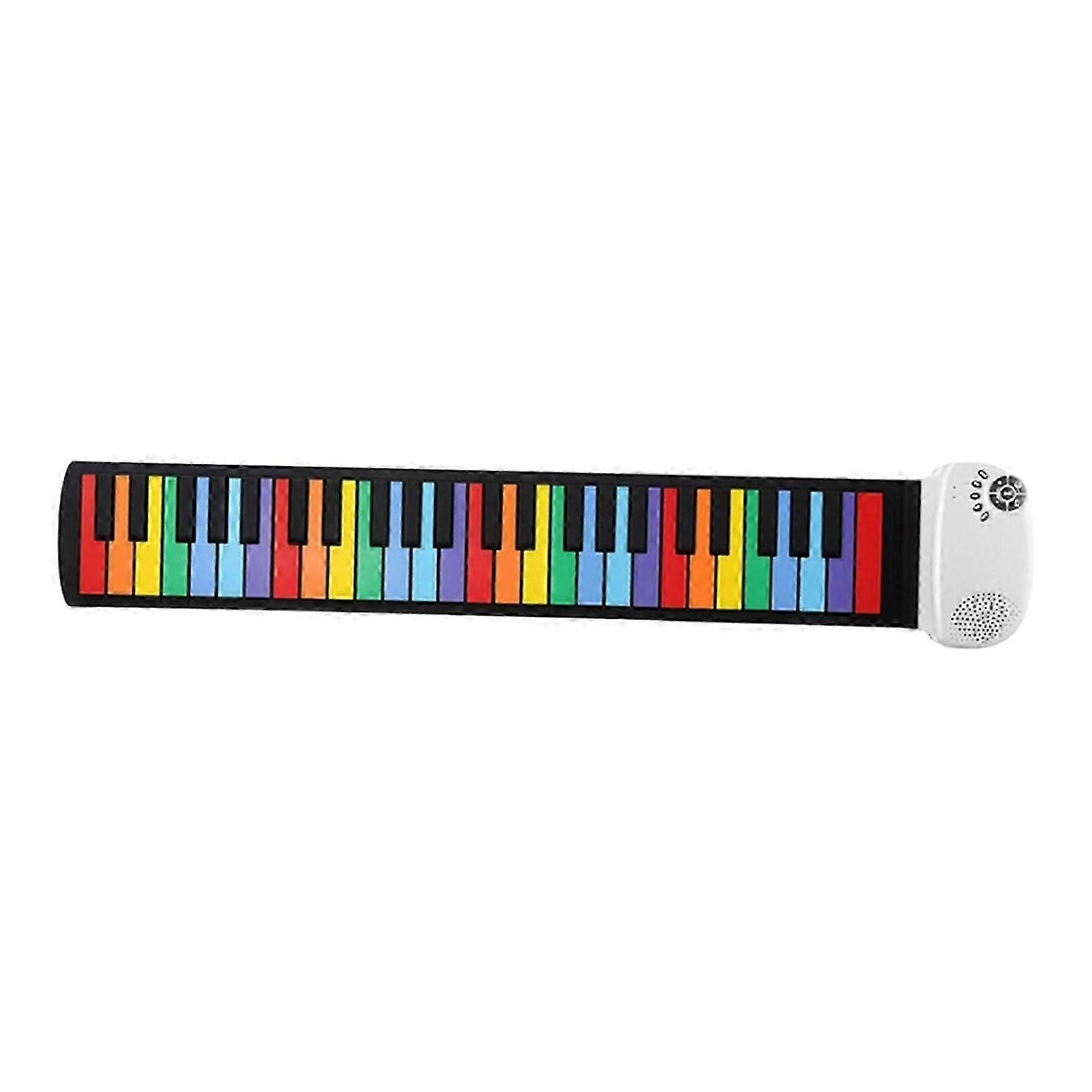 Roll up Piano Keyboard 49 Keys Hand Rolled for Kids Adults Children Beginner Rainbow Key Yellow