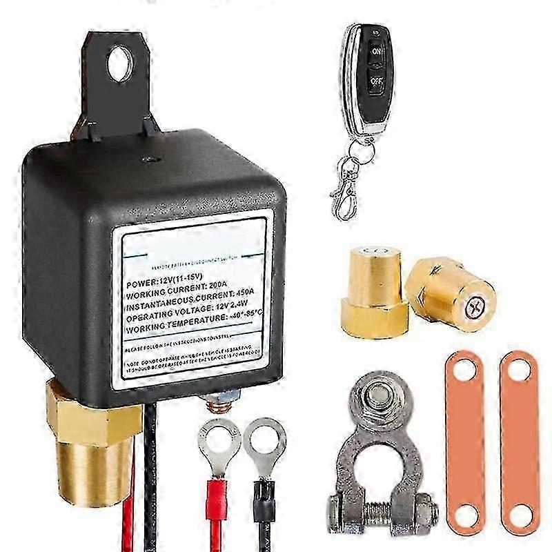 12V 200A Wireless Remote Battery Disconnect Switch with Integrated Relay - 1 Remote