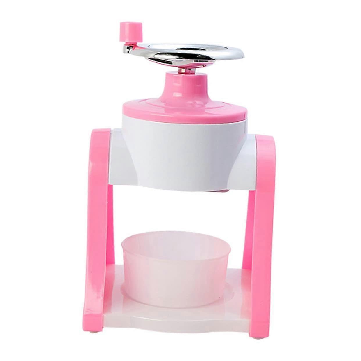 Ice Shaver Manual Hand Operated Ice Crusher For Household Use ABS Resin Pink Easy To Use