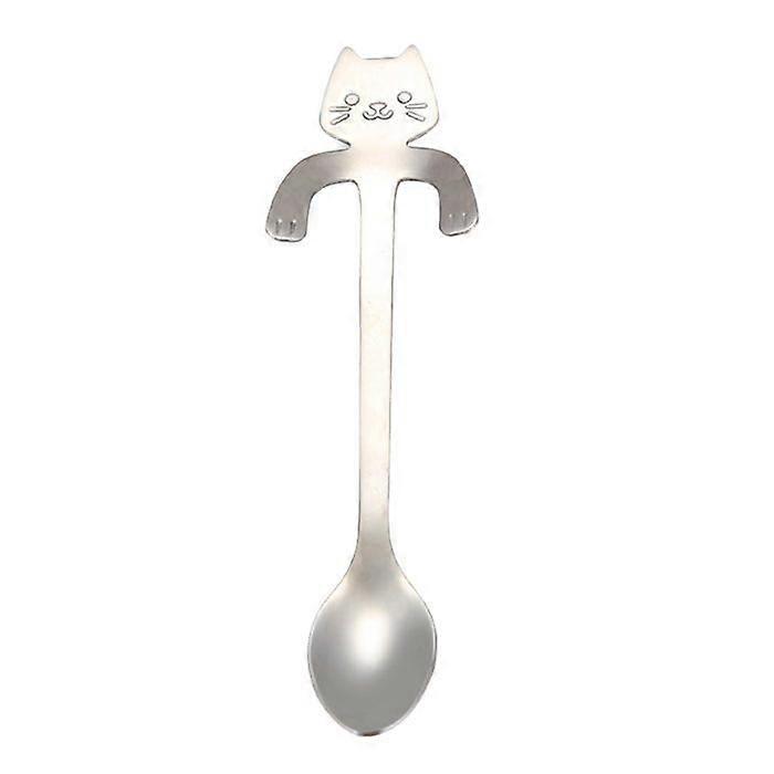 Cat Spoons Short Handle Spoon Cutlery Teaspoons Drinking Kitchen Tools Kitchen Thickness, One