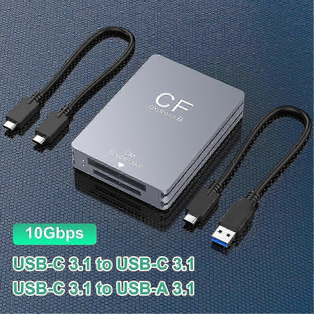 Lecteur de carte SD CFexpress de type B 2 en 1 Lecteur CFexpress USB 3.2 10 Gbit/s à double emplacement avec câble /A pour
