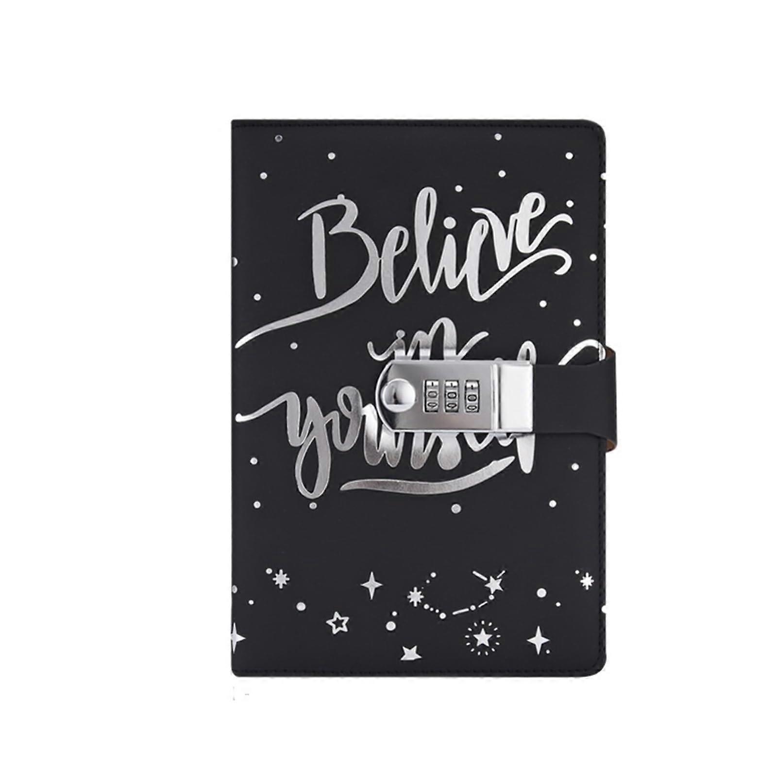 Password Journal with Lock, A5 Size, 200 Pages, Black Notebook for Business, Office, and Student Use