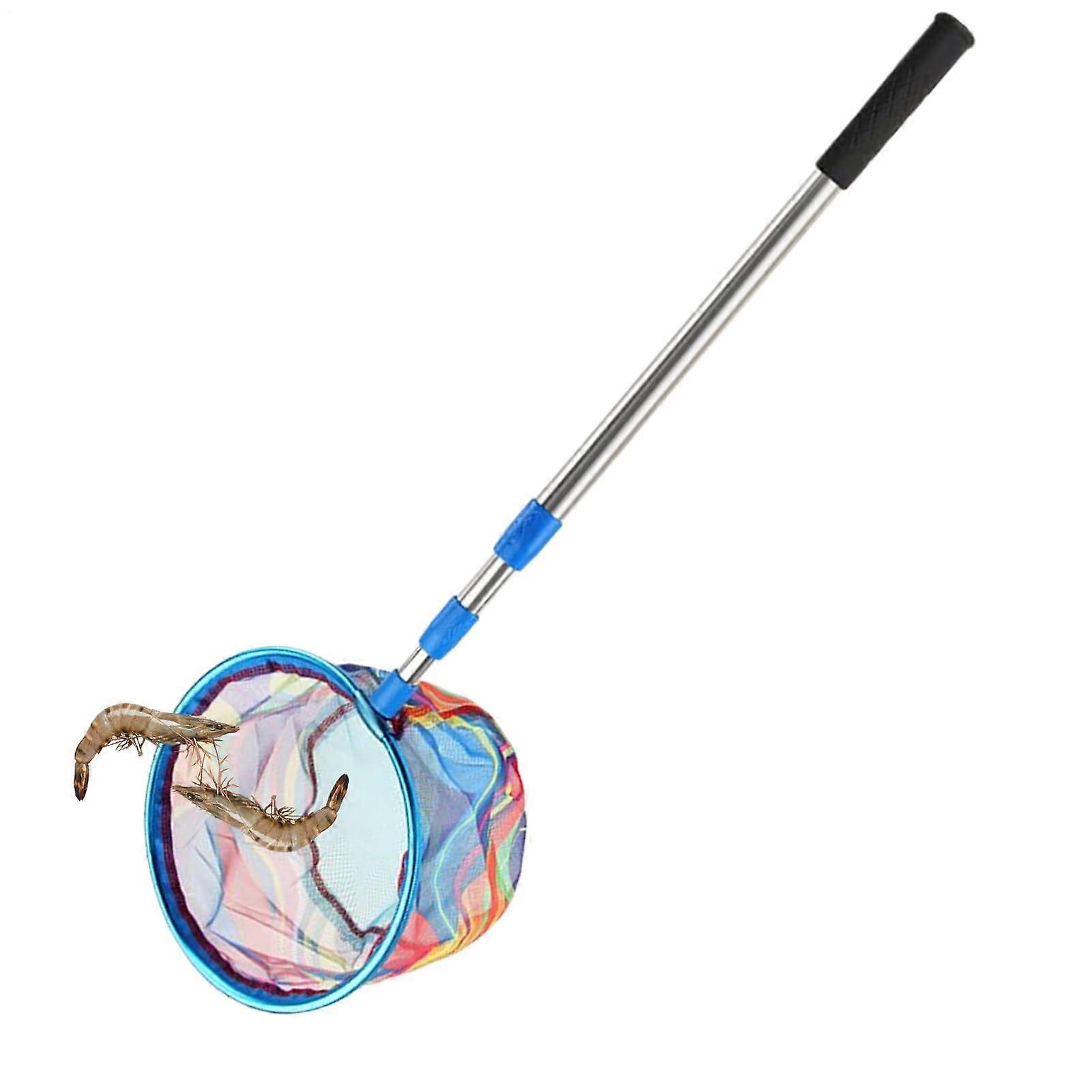 Strandnetze, retractable fishing net for toddlers, nonslip handle, durable skimmer toy for summer play, camping blue.
