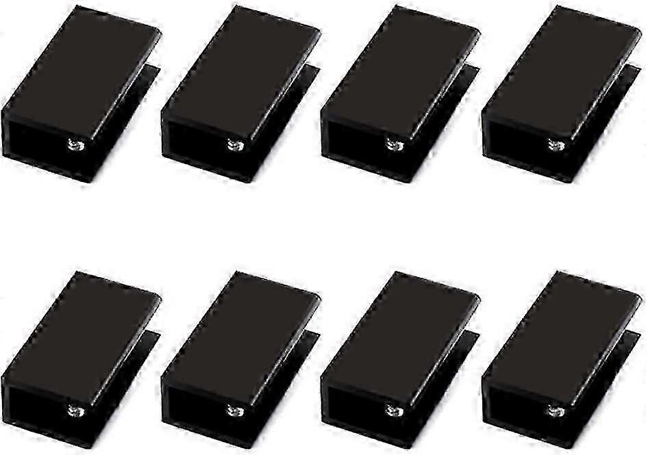 حزمة من 8 سبائك الألومنيوم مربع الزجاج الجرف المشبك كليب حامل دعم قوس أسود (مناسب للزجاج السميك 10-12 مم) hwy