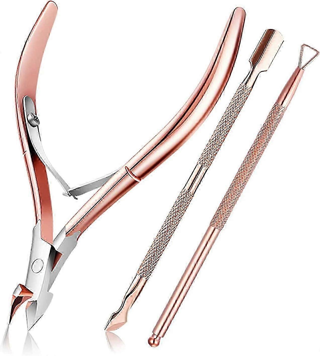 Cuticle Nippers and Cuticle Pusher, Durable Manicure Tools and Cuticle Clippers (pink)