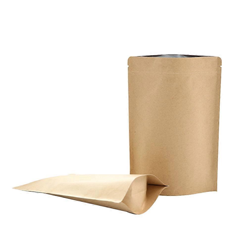 Zip Seal Bags Kraft Paper Storage Bag Ideal for Nuts Oats Cookies Candy 9.00X3.00X14.00CM Reusable Self-sealing 50Set