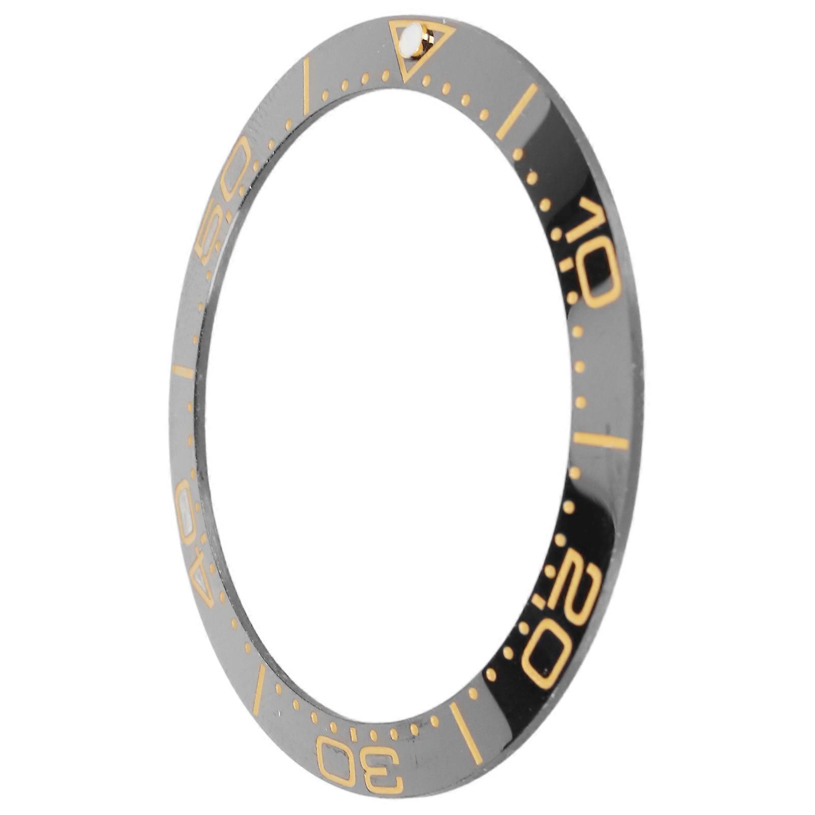 Ceramic Watch Bezel Insert 38mm Black Base Gold Digit Ring