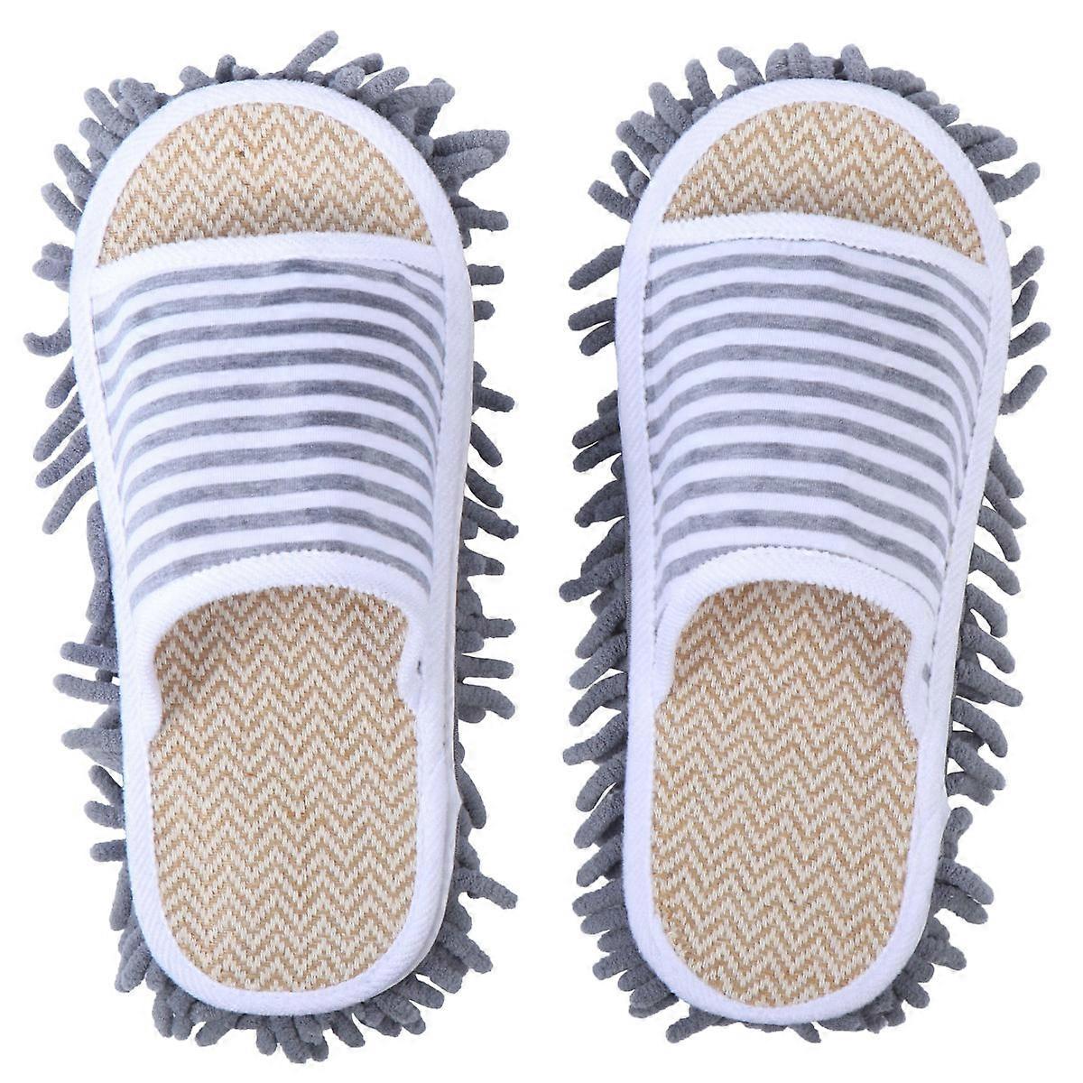 1 Pair Microfiber Floor Cleaning Mop Slippers for Home Use