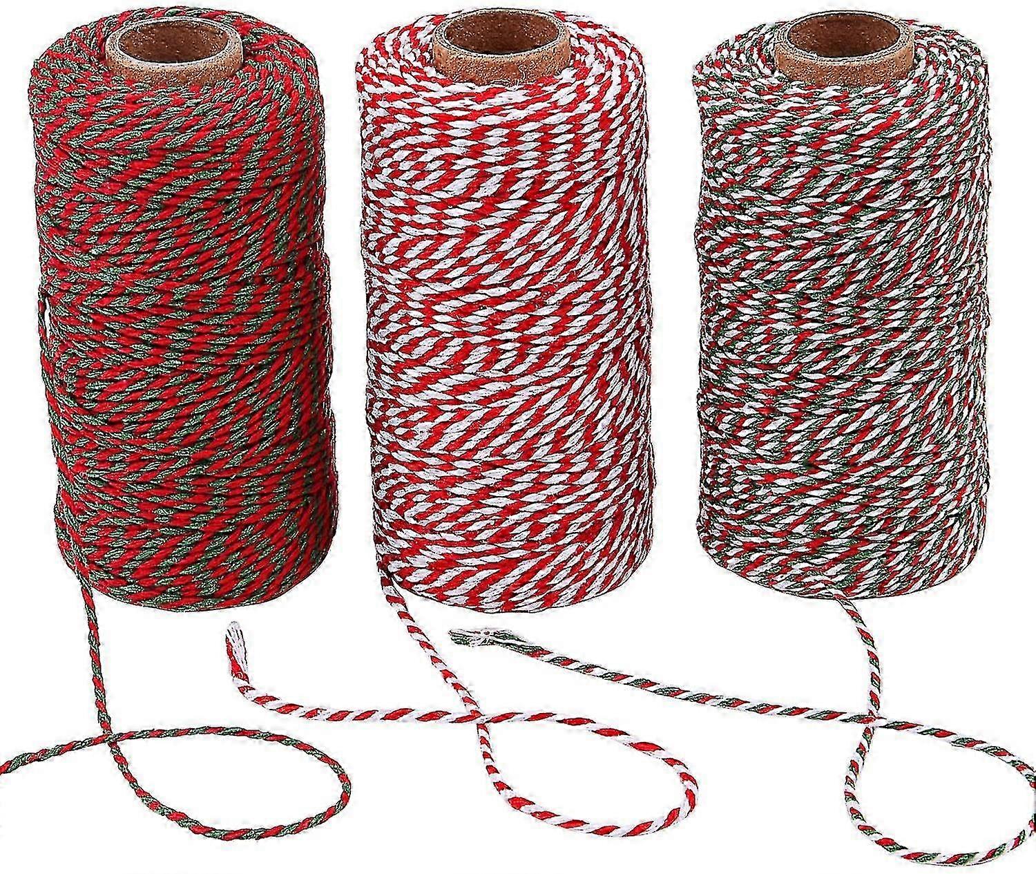 3 Roll Christmas Twine Cotton String Rope Cord For Gift Wrapping, Arts Crafts, 984 Feet (multicolor ) Edition 0722