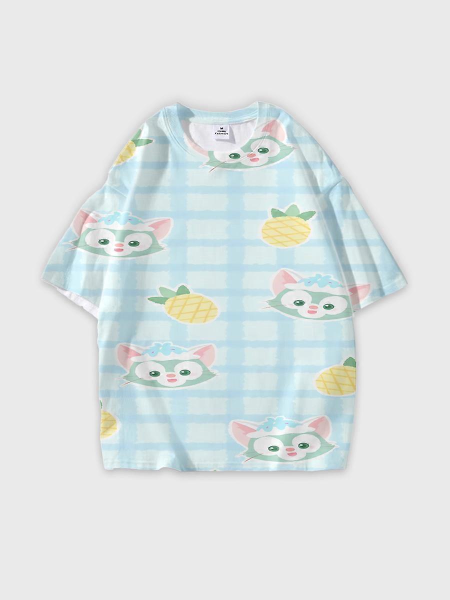 T-shirt round neck Role Pattern loose short sleeve J36